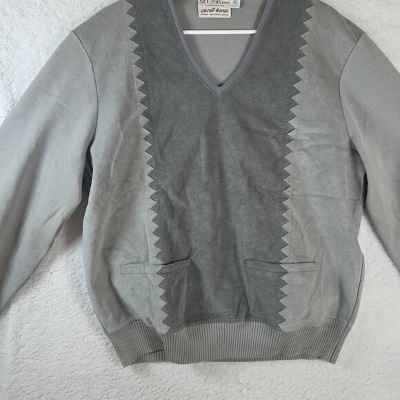 St. Croix Knits Men's Micro Suede Ribbed Trim Pullover Sweater Gray XL - Picture 1 of 6